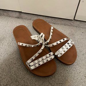 White studded sandals